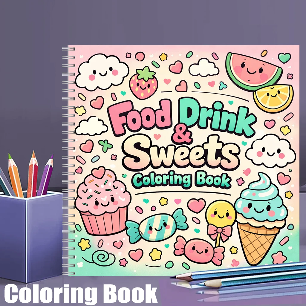 Food Y Snacks Coloring Book - كتاب تلوين للبالغين بتصميمات طعام وشراب