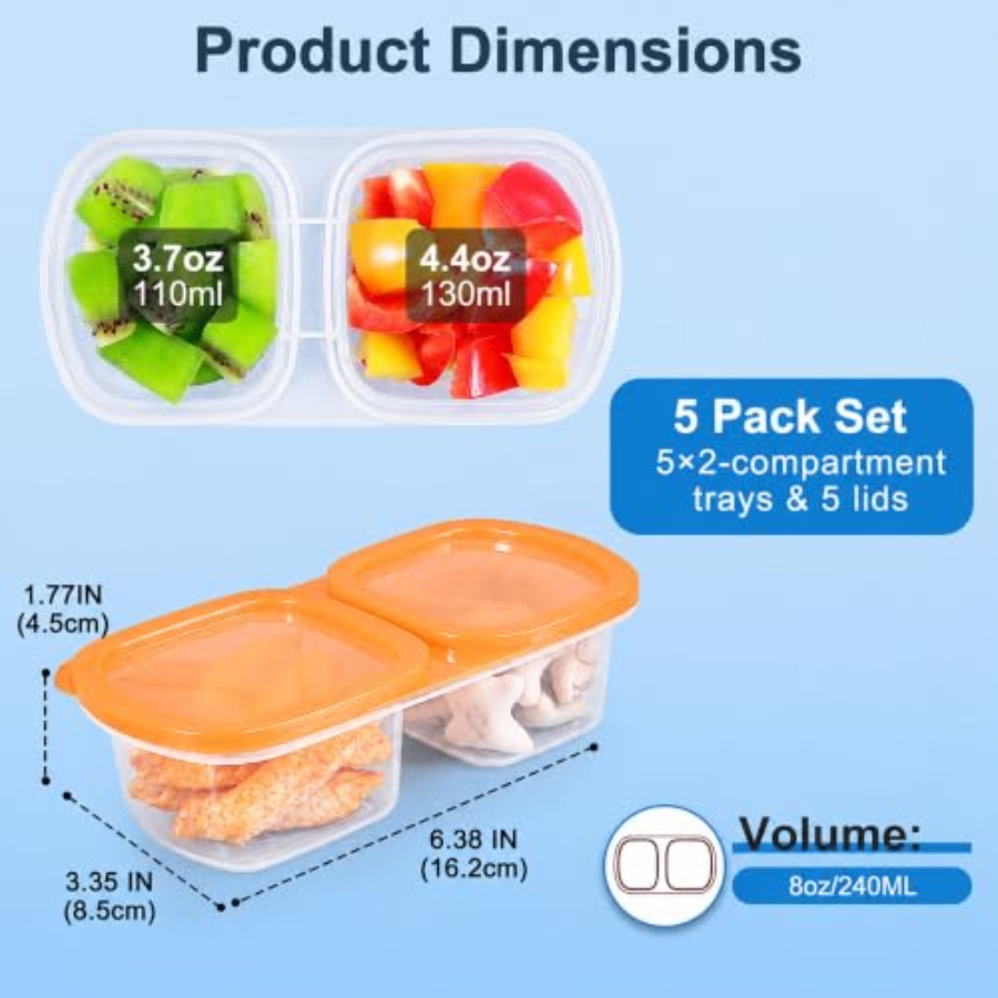 عبوة من 5 حاويات وجبات خفيفة ق - مراجعة Food Prep Snacks وسعره