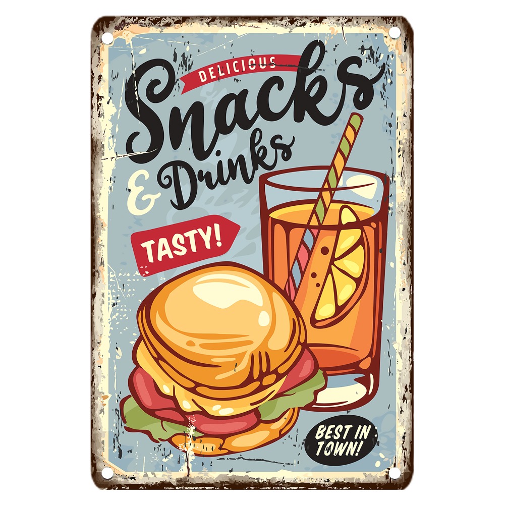 لافتة معدنية عتيقة للطعام، ديك - مراجعة Food Snacks With Iron وسعره